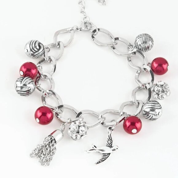 Paparazzi Jewelry Accessories - Lady Love Dove - Red Bracelet - Vintage - Picture 4 of 4